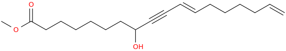 11,17 octadecadien 9 ynoic acid, 8 hydroxy , methyl ester, (e)  (8ci)